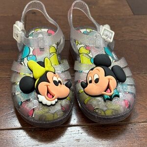 Mini Melissa Minnie & Mickey Glitter Jelly Sandals - Clear